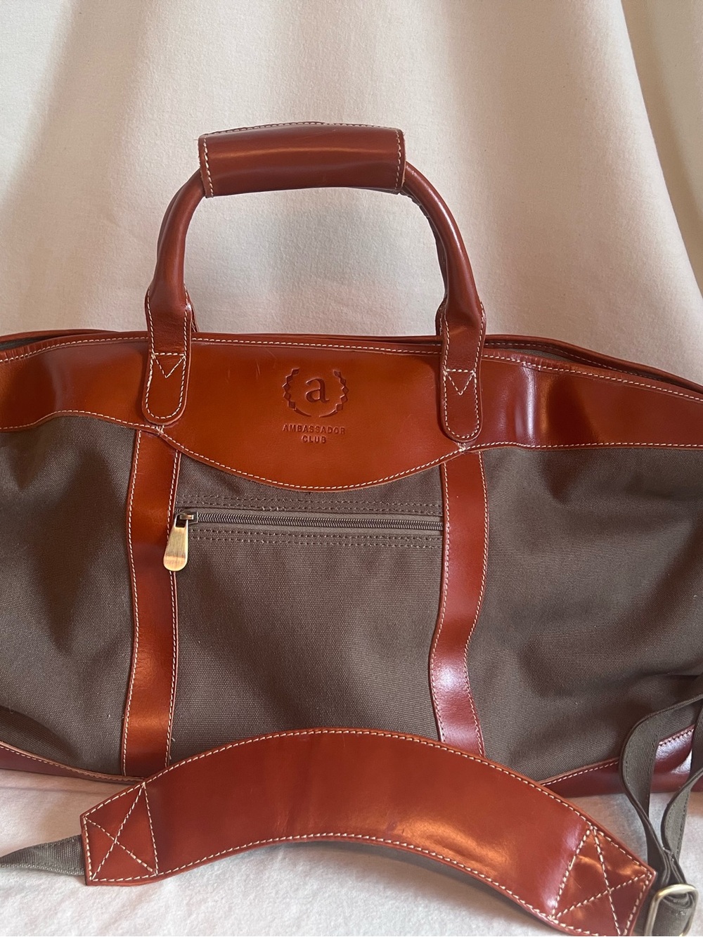 Brown Canvas & Leather Weekender Bag